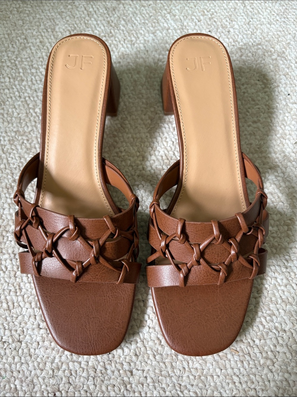 JustFab Brown Braided Leather Slide Mules